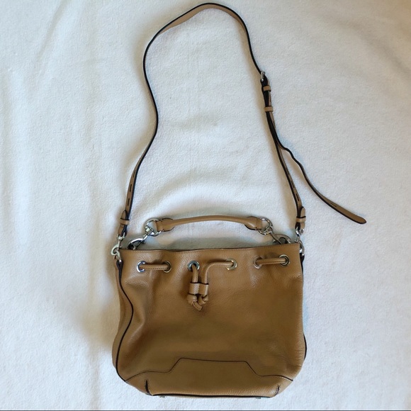 Rebecca Minkoff Fiona Bucket Bag in Soft Tan Pebbled Leather Silver Hardware - Picture 12 of 16